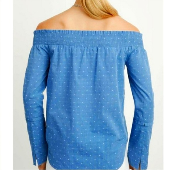 Maette "Gemma" Off The Shoulder Smocked Woven Blouse Top, M - Picture 7 of 11